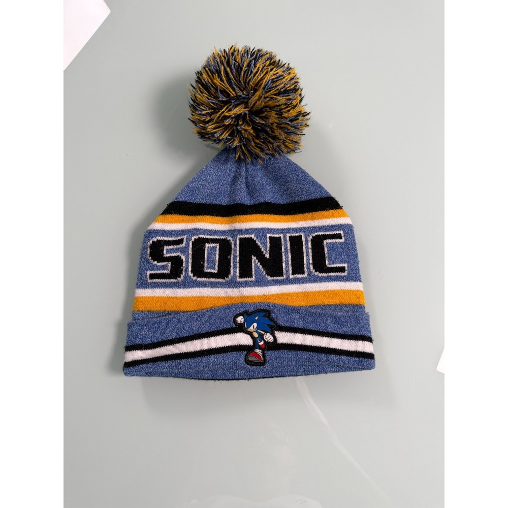 Sonic The Hedgehog Pom Pom Beanie One Size Fits Most Embroidered  Sonic Logo